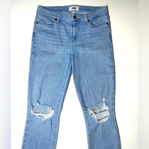 Paige Women's Skyline Ankle Peg Light Blue Distressed Jeans Size- 29 - Picture 2 of 11